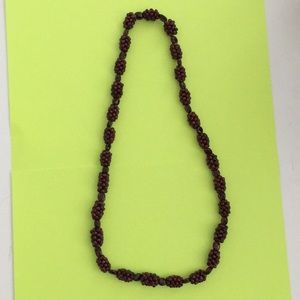 VTG StylHeavy  Burgundy Glass Beaded  Necklace 13”